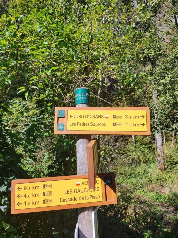 Panneau balisage jaune pour la promenade